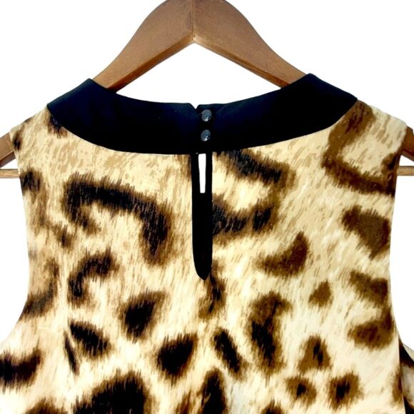 Nicole Miller Keyhole Sleeveless Halter Leopard 60s Mod Glam Cocktail Dress Sz 6 - Picture 13 of 14